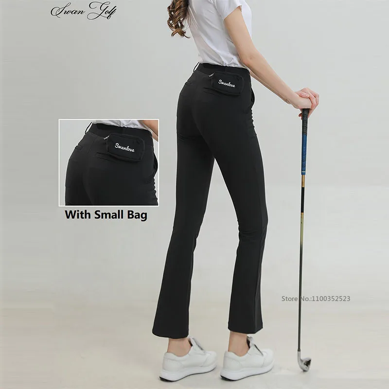 New SG Golf Pants Women High Elastic Sports Trousers Slim Breathable Sports Pants Female Leisure Sweatpants with Small Bag