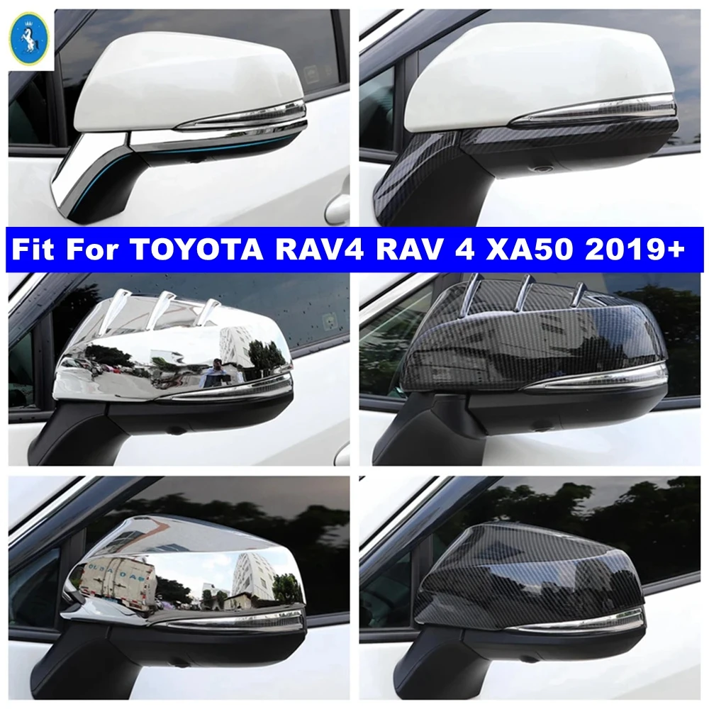 

Оболочка для зеркала заднего вида, оболочка, отделка для TOYOTA RAV4 RAV 4 XA50 2019-2023, хромированные/Углеродные волоконные внешние аксессуары