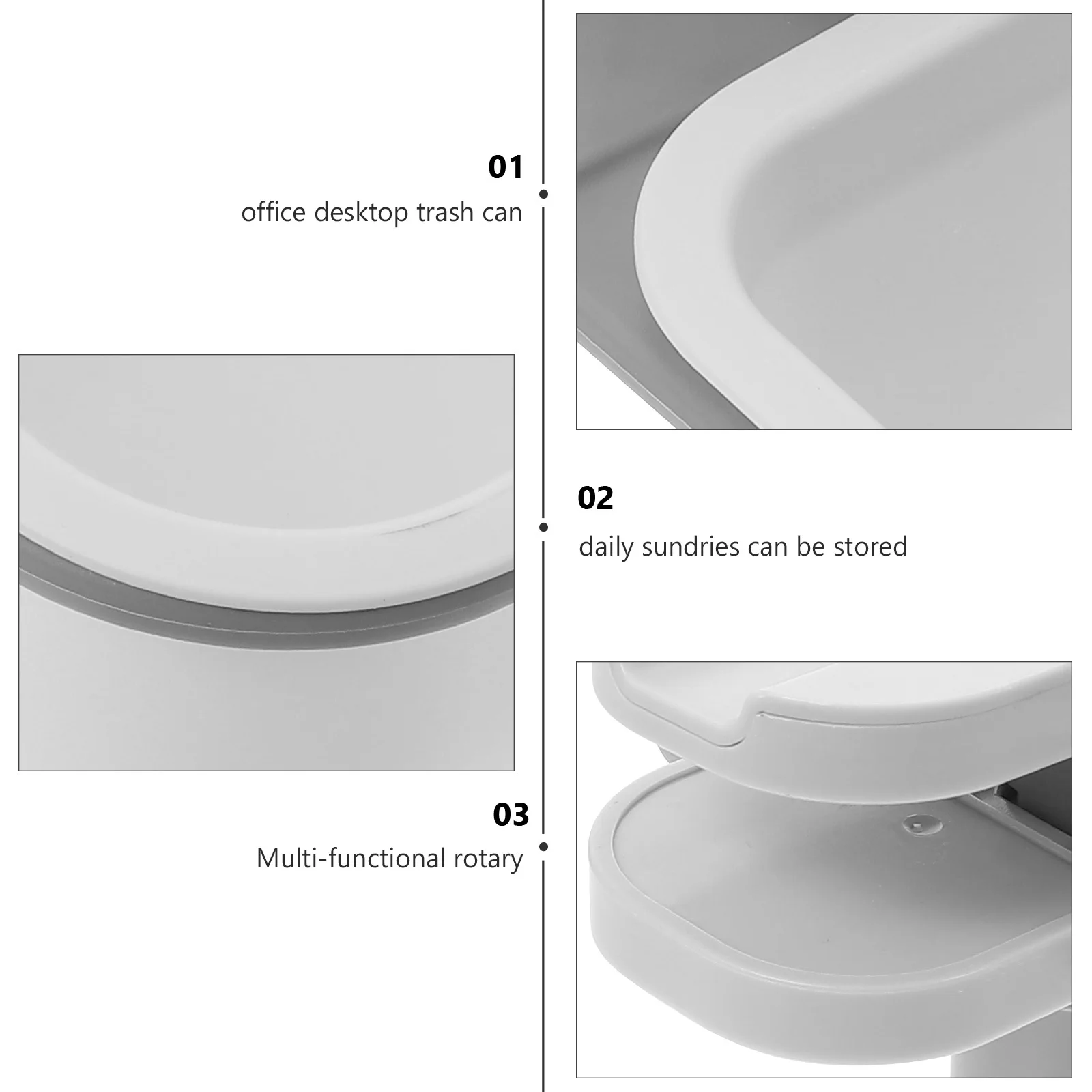 

1pc Rotatable Trash Bin Abs Table Sundry Storage Box Clipping Waste Bin For Kitchen Bathroom Office Use Multi-Functional