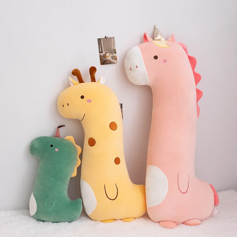 Adorable Unicorn Dinosaur Giraffe Plush Pillow Stuffed Toys Cute Animal Sleeping Sofa Decoration Doll Birthday Gifts