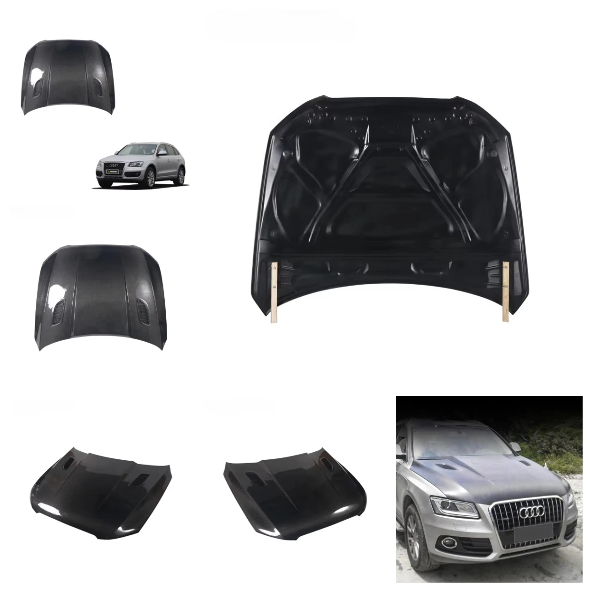 Car Exterior Body Tuning Parts Engine Cover Hood Carbon Fiber Front Bonnet for Q5 2009-2016 Engine Hoods