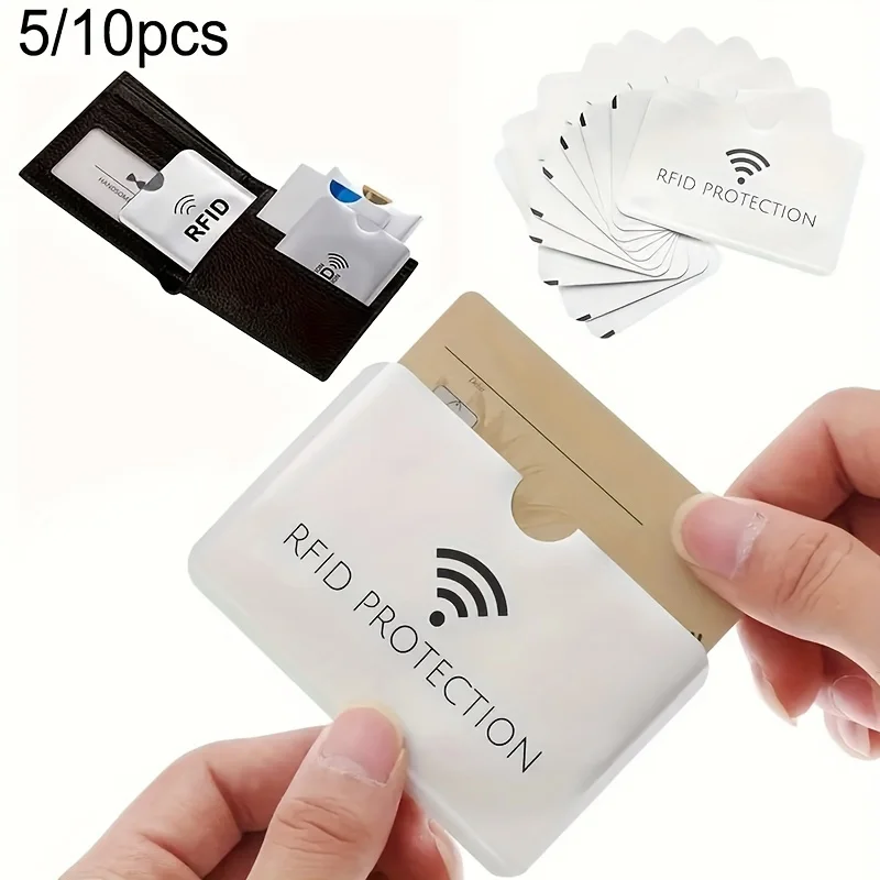 10pcs Aluminium Smart Rfid Blocking Bank Sleeve Wallet, RFID Protection Simple Card Holder