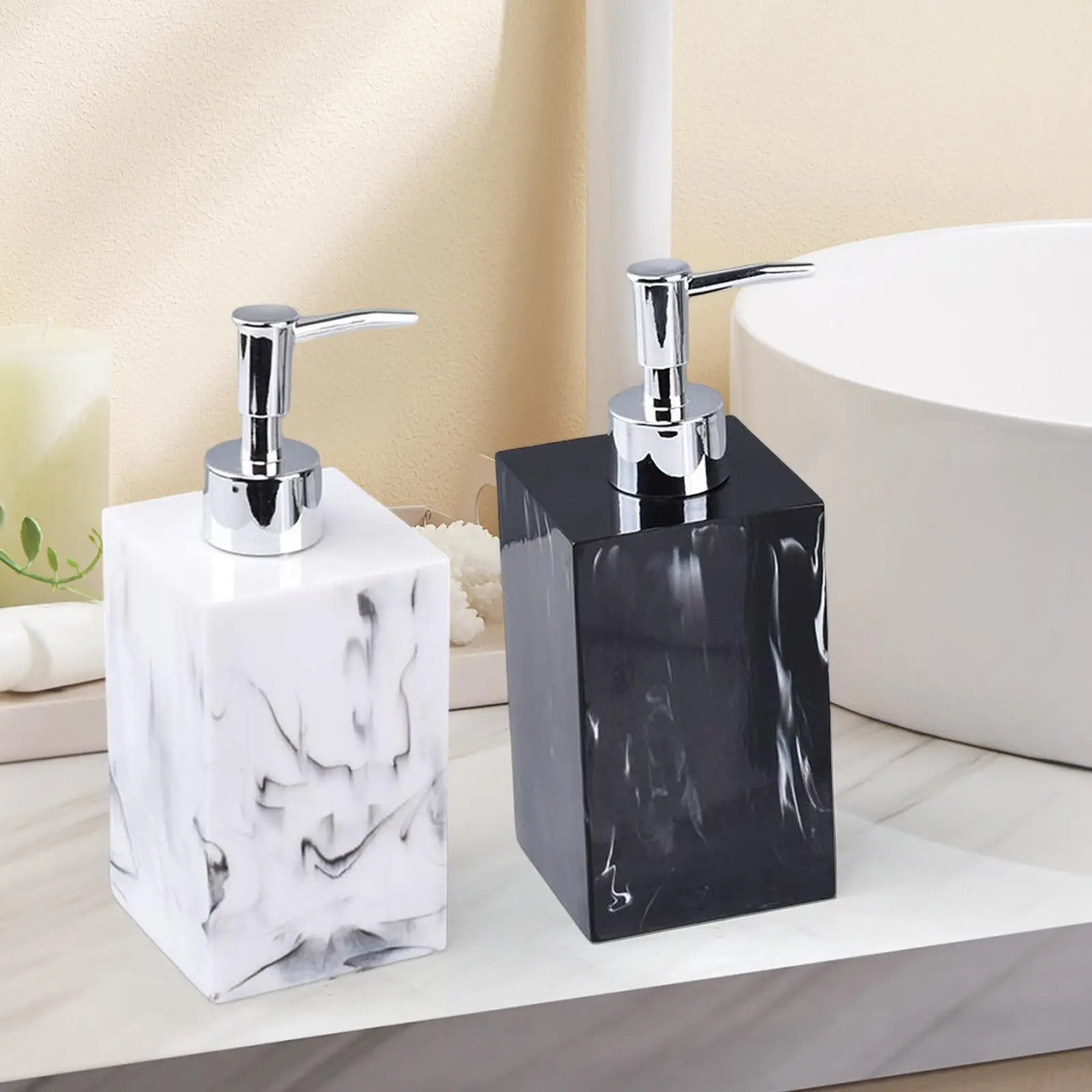 Empty Soap Dispenser with Pump 500ml Resin Refillable Container Bottle for Conditioner Kitchen Hotel Bathroom Home