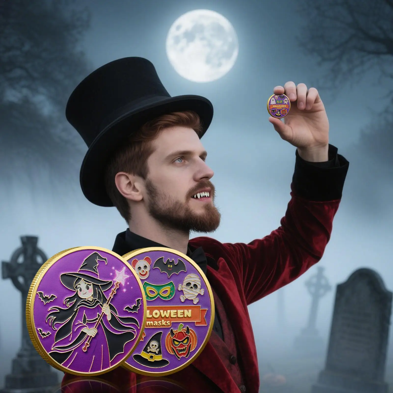 عملة الهالوين القابلة للجمع، عملة تحدي تذكارية للهالوين، تذكار تذكارية قابلة للجمع، ديكور احتفالي للأصدقاء