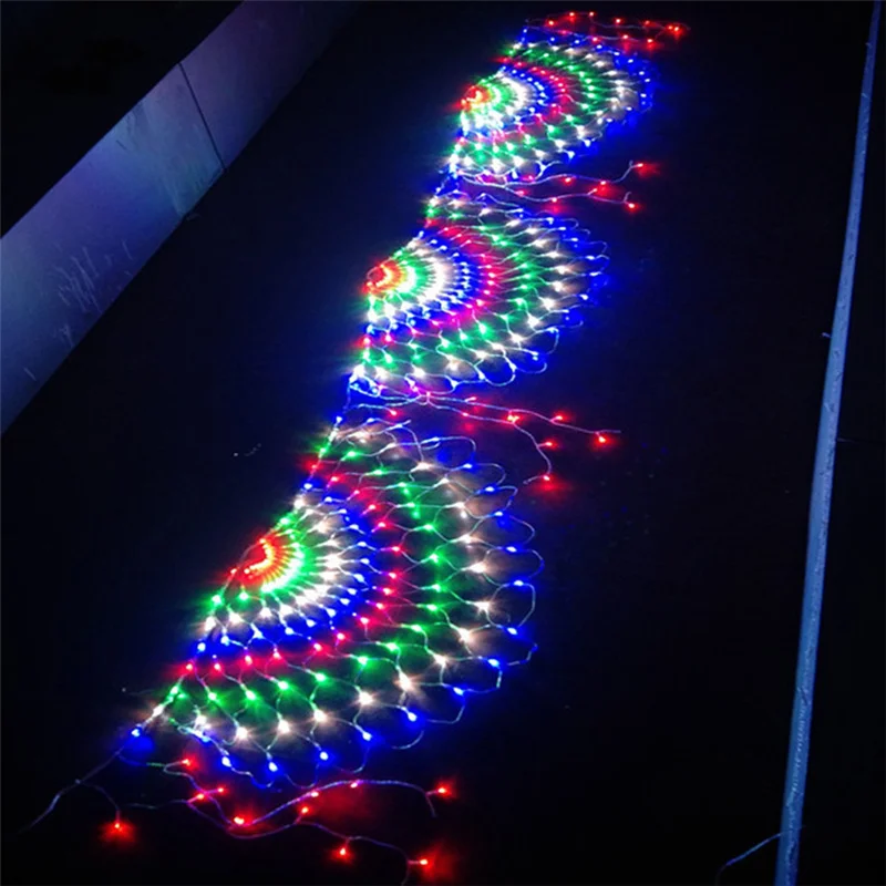 LED Peacock Mesh Net Christmas Curtain String Lights 3M 8 Modes Fairy Lights Garden Garland for Home Outdoor Wedding Party Decor