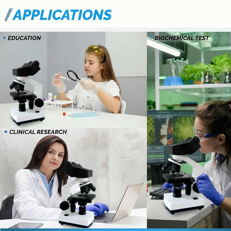 40X-2500X Magnification Binocular Compound Microscope with 195 Objectives & Mechanical Stage for Lab Education Medical Use