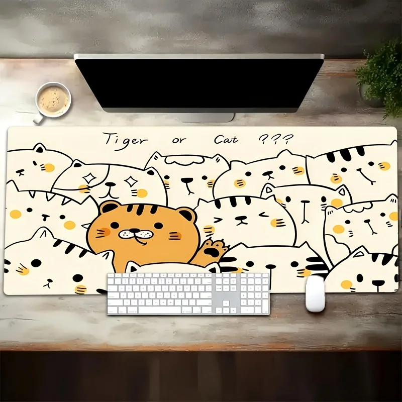 لوحة ماوس لطيفة على شكل قطة ونمر مصنوعة من المطاط المضاد للانزلاق والمتين مع طباعة عالية الدقة، مناسبة لكل من المكاتب والمنازل #3