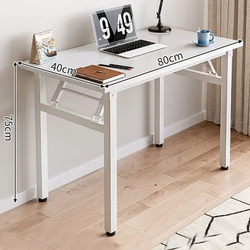 %Folding Computer Desktop Bedroom Simple Folding Table Desk Makeup Table Outdoor Stall Long Strip Table Dining Room white desk