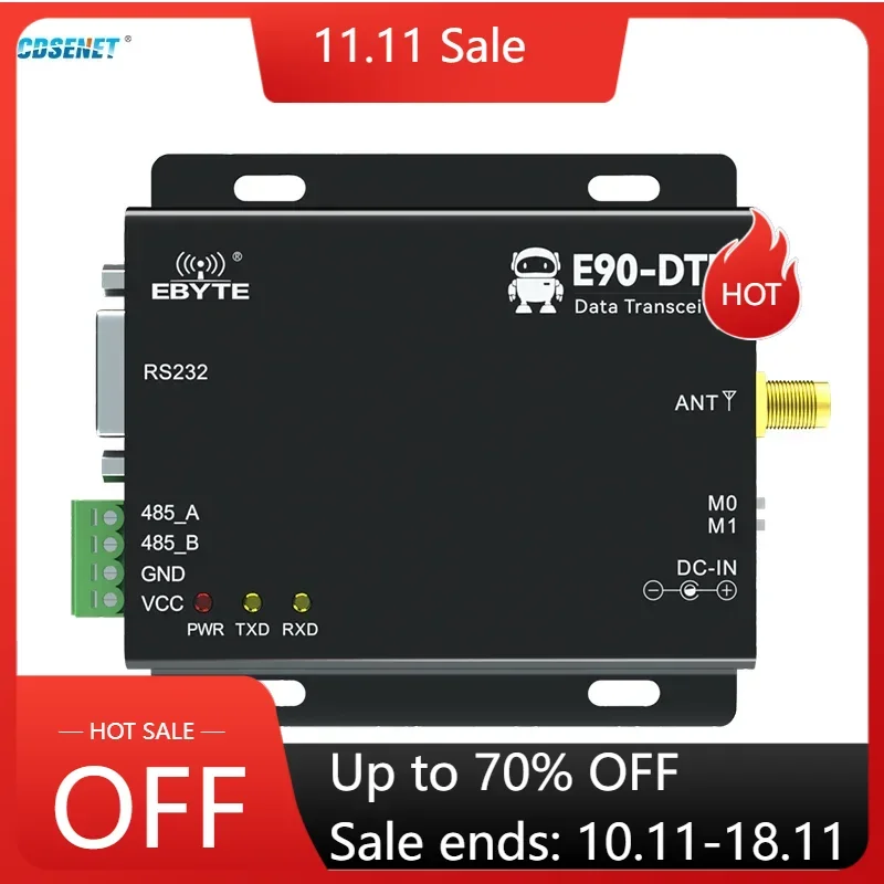 433MHz Wireless Digital Radio CDSENET E90-DTU(400SL33) Automatic Relay 33dbm 16km RS485 RS232 Modbus LBT RSSI SX1262 SX1268