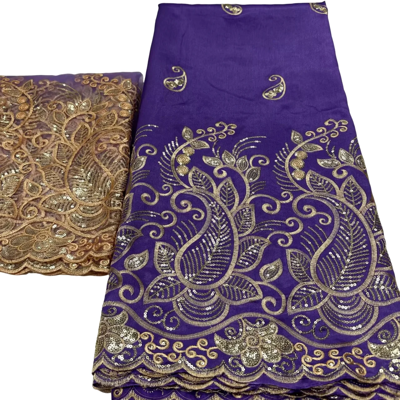 Nieuwe Pailletten George Kant 2025 Hoge Kwaliteit Indiase George Kant Stof Met Franse Netto Kant Stof Blouse Voor Trouwjurk 5 + 2 Yard