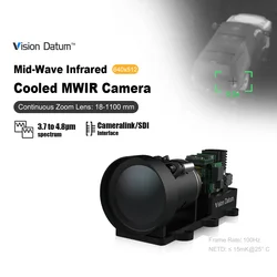 Vibration Resistant 640x512 50kHz T2SL Cooled Infrared FPA Mid Wave 1.0-8.0x Digital Zoom MWIR Thermal Camera