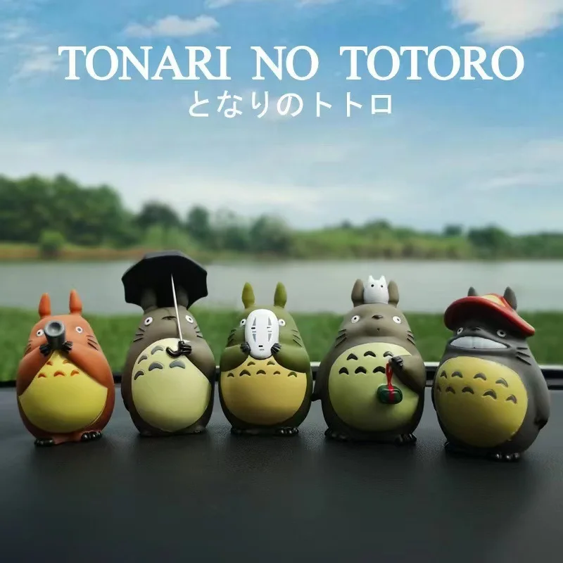 Anime Figure Totoro Car Ornament Cute Model Toys Collect Desktop Decoration Accessory Man Woman Birthday Gifts 5Pcs Set