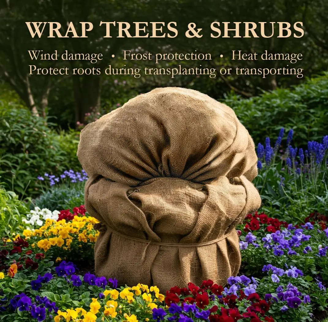 Gardening Burlap Roll (40” x 35ft) Tree Wrap Natural Jute Fiber Material, Weed Barrier, Plant Care from Elements, Craft