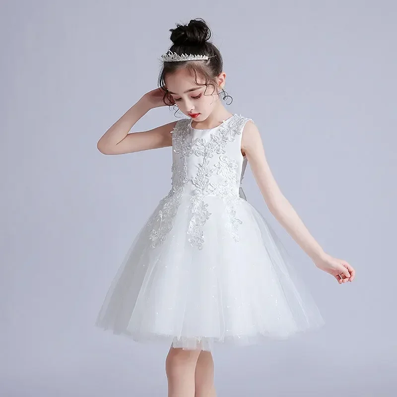 Lace Sleeveless Children Girls Ball Gown Summer Princess Dress for Girls Fashion Flower Girl Dresses for Weddings 3-12 Years