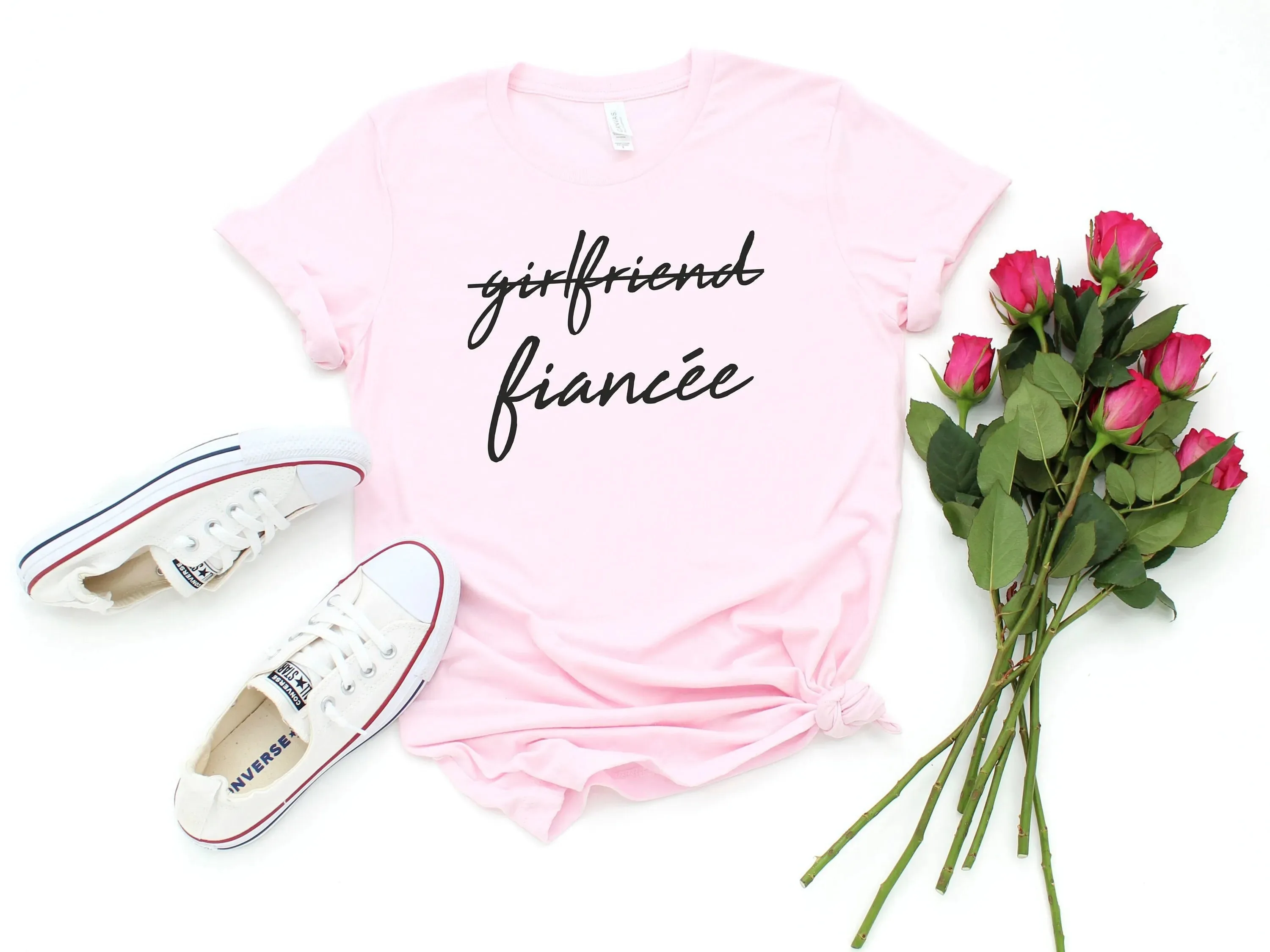 Girlfriend Fiancee T Shirt Engagement Fiancée Bride Fiance I Said Yes Announcement