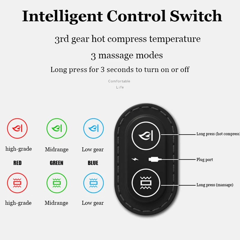 Almohada eléctrica de masaje para el cuello, cojín de diseño ergonómico para proteger la tracción de la columna Cervical, compresa caliente para