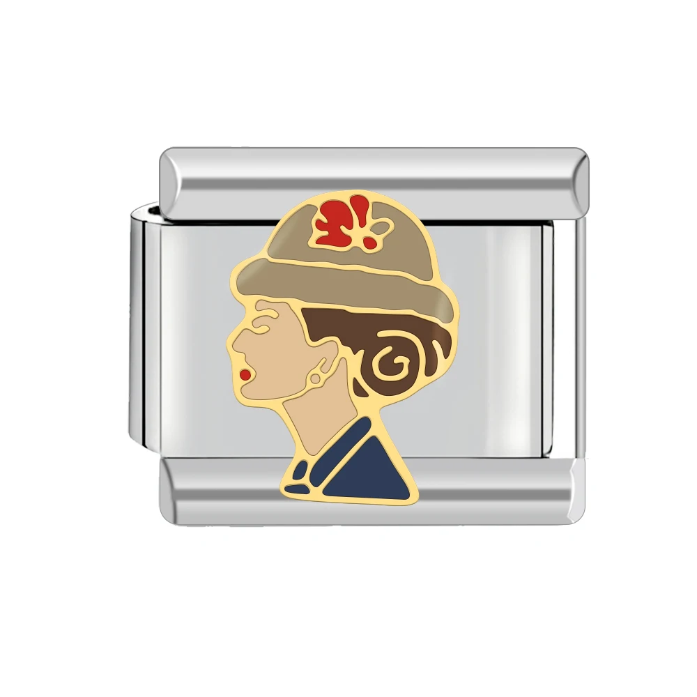 Nuevos dijes de pintura hermosa para mujer, eslabones italianos aptos para pulsera de 9mm, fabricación de joyería DIY de acero inoxidable