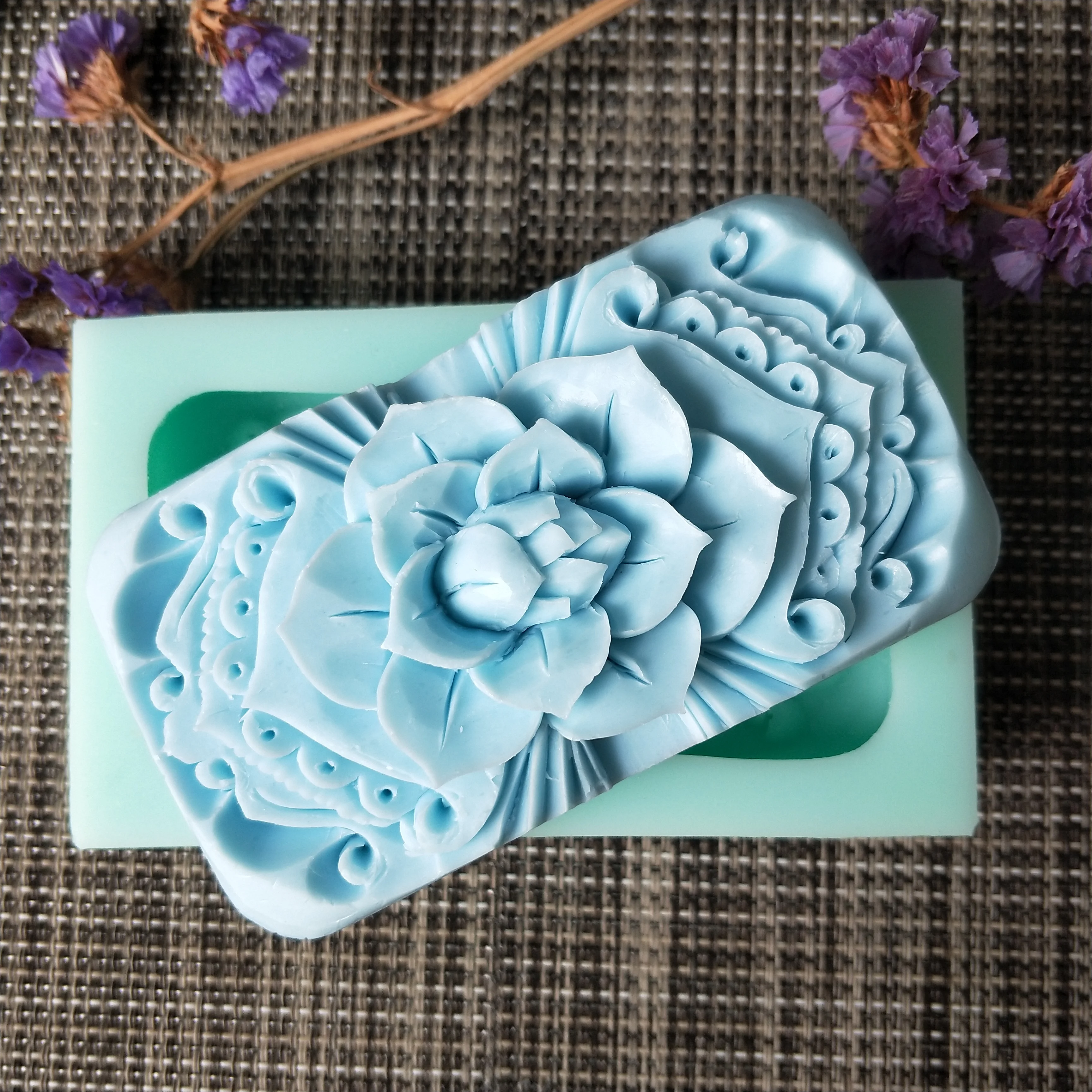 

PRZY Rectangular Carving Soap Flower Silicone Soap Mold Handmade Soap DIY Aroma Mould Soap Making Moulds Resin Clay Molds