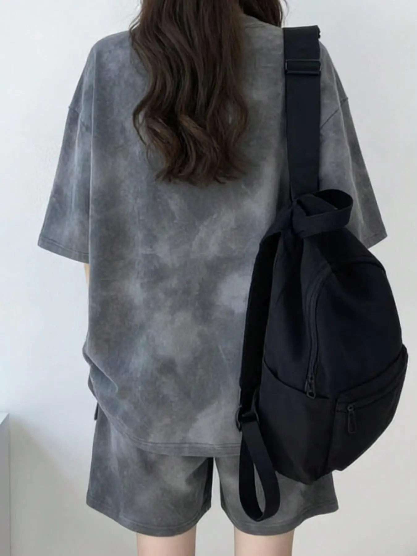 Teen Tie Dye Street Letter Co-Ord Tracksuit Casual Oversized Top Shorts Set Lightweight Wrinkle-Resistant Weekend Wear
