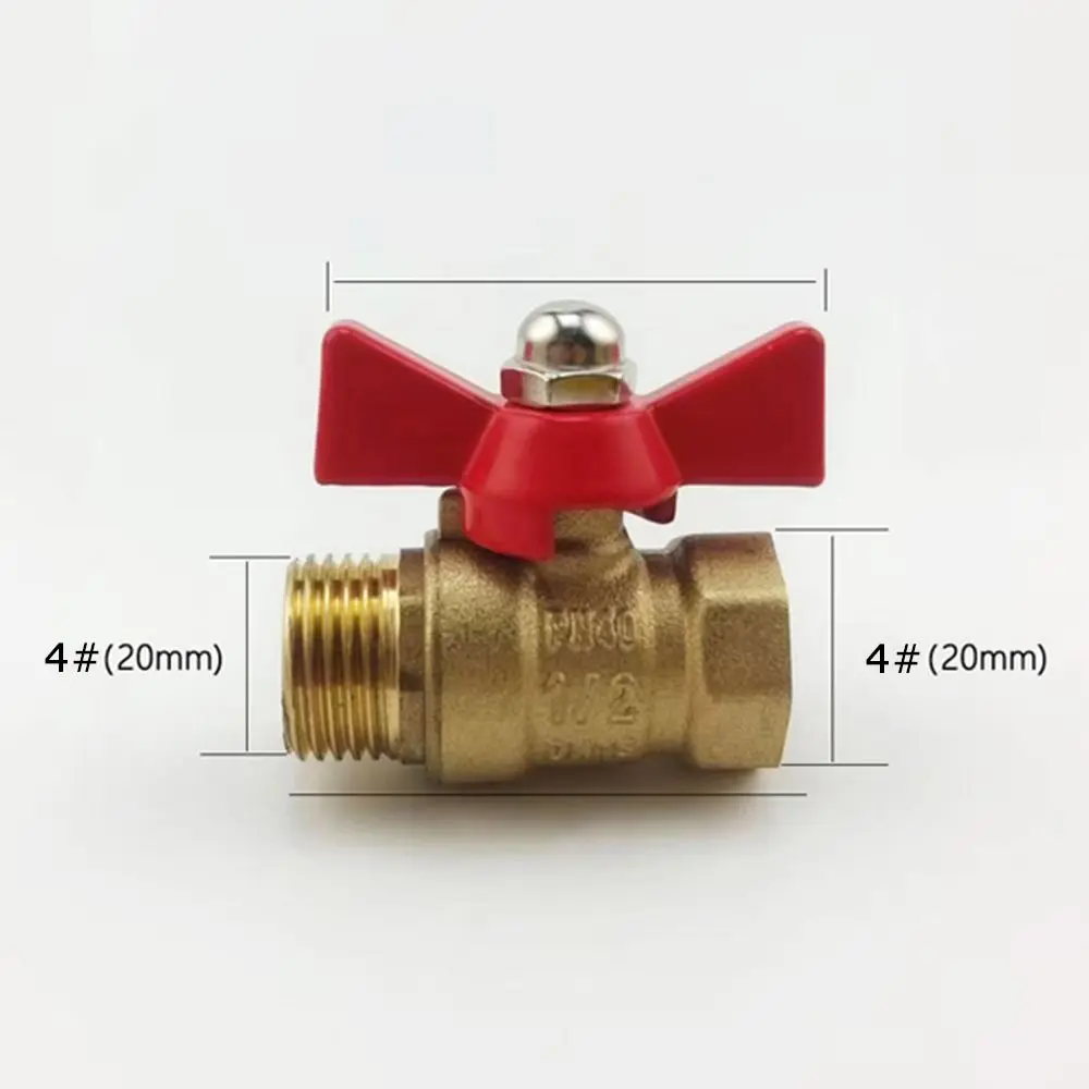 1Pcs Durable Brass Shut Off Valve Butterfly Stem Heavy Duty Butterfly Valve Full Flow 1/2