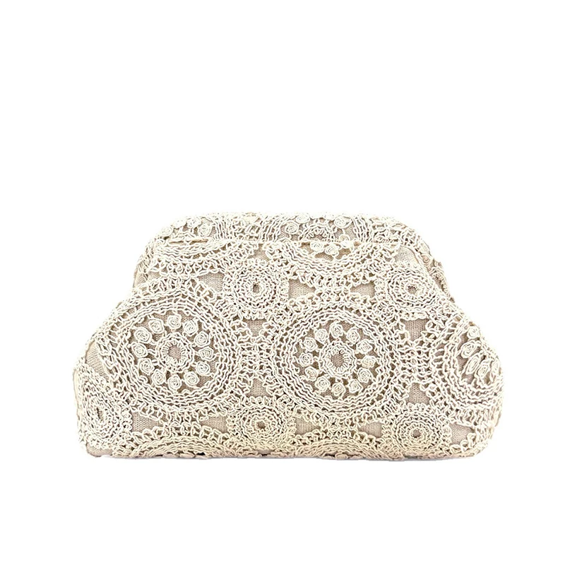 Clutch-Tasche mit floraler Spitze und Häkelverschluss, elegante Abendtasche für Damen für Hochzeit, Bankett und Party, schicke Kosmetiktasche. – Detail 6