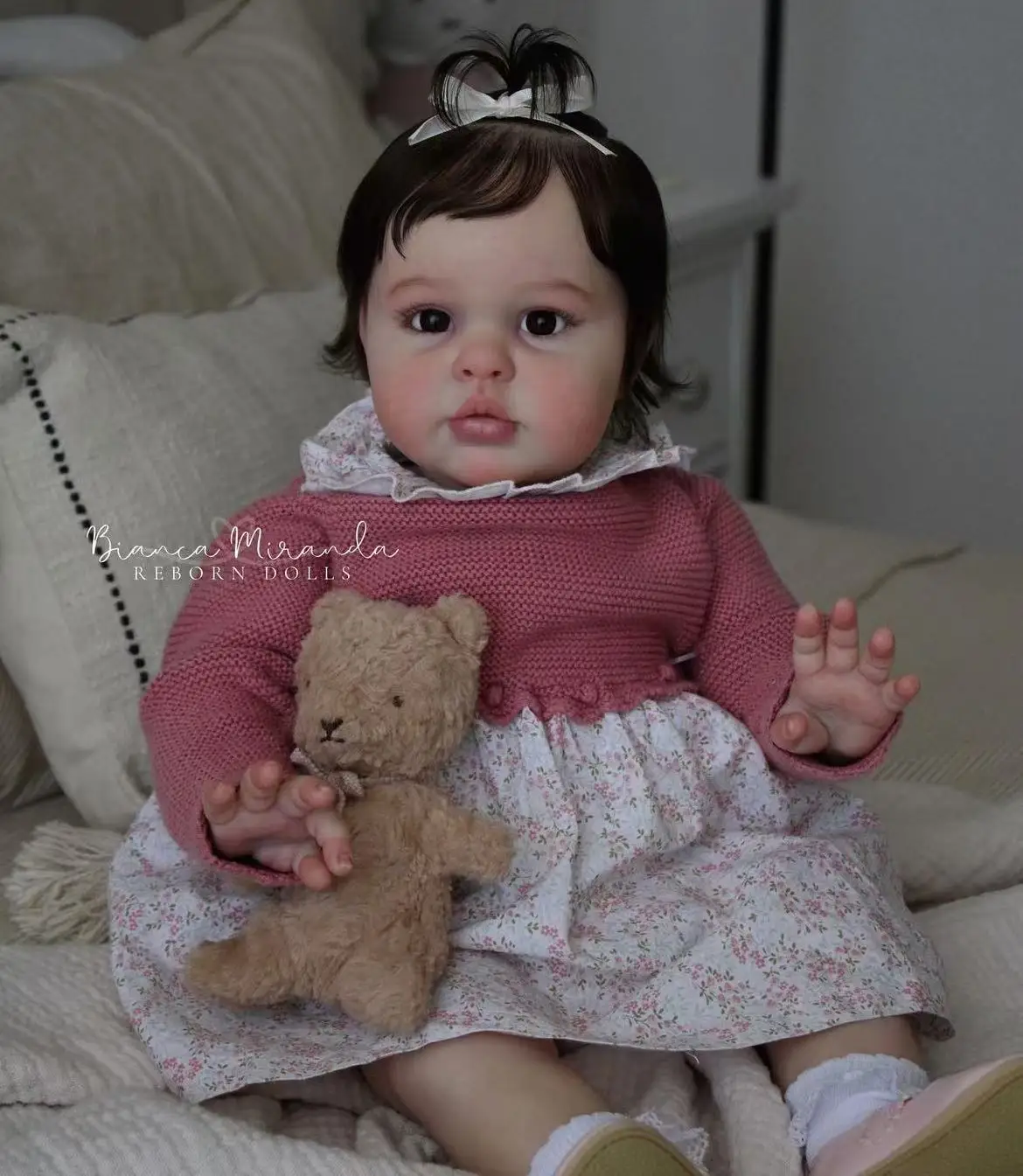 FBBD Customized Limited Supply 22inch Reborn Baby Ellie With Hand-Rooted  Hair Already Finished Doll With Different Dress