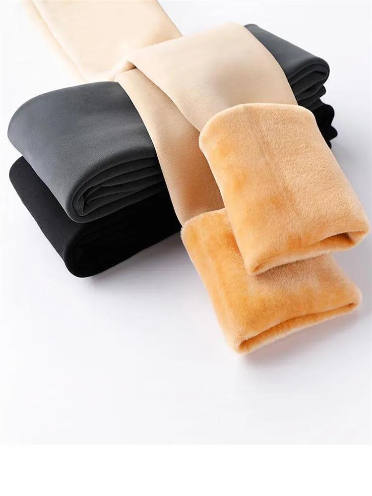 INDJXND Winter Warm Pantyhose Women Tights Velvet Knitted Thick Elastic Casual Push Up Foot Style Clothing High Waist Stockings