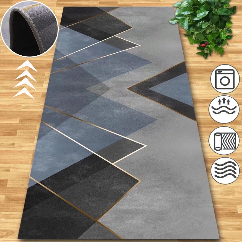 

Grey Geometric Hall Corridor Carpet Non-slip Long Runner Stairway Carpets Customizable Size Modern Decoration Villa Entryway Rug