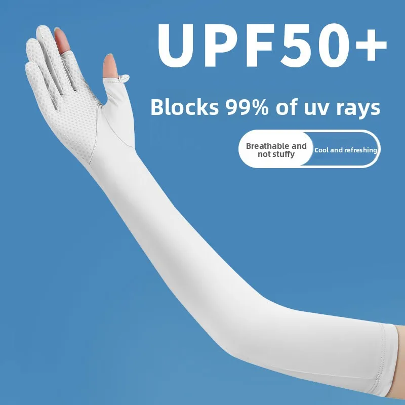 

Adult Summer Long Sunscreen Sleeves Driving Cycling Sports Sunscreen Products Sunscreen Artifact Leaking Finger Long Ice Sleeves
