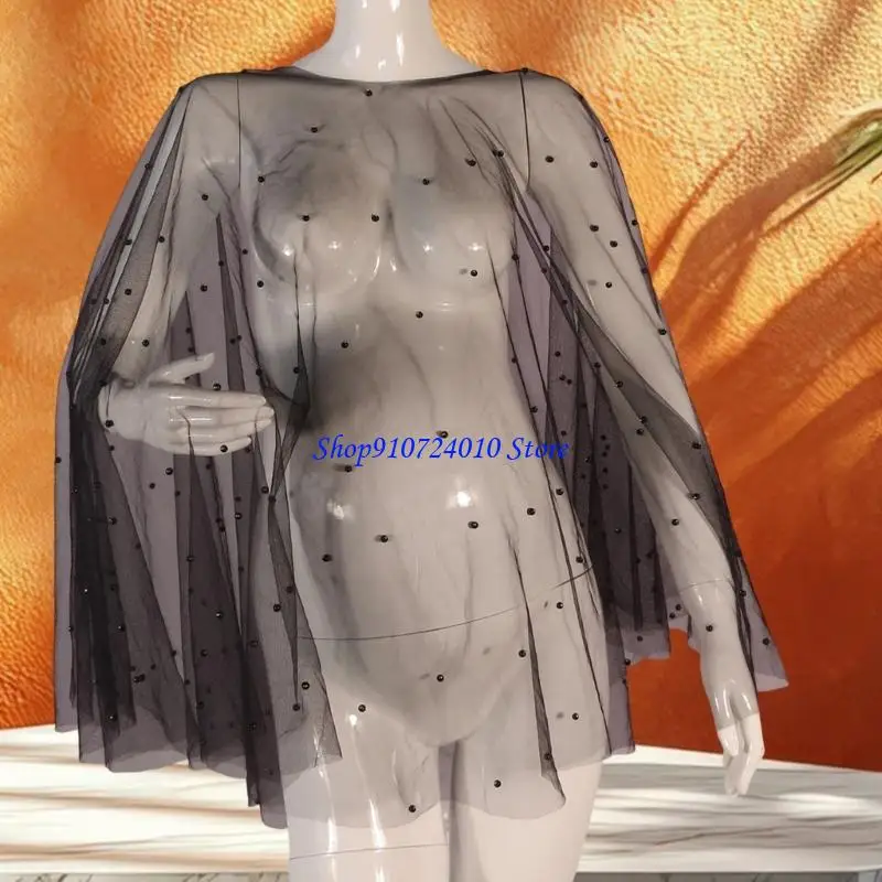 

77HD Pregnancy Photoshoots Blouse Cloak Props Cape Design Embroidered Pearls Detail