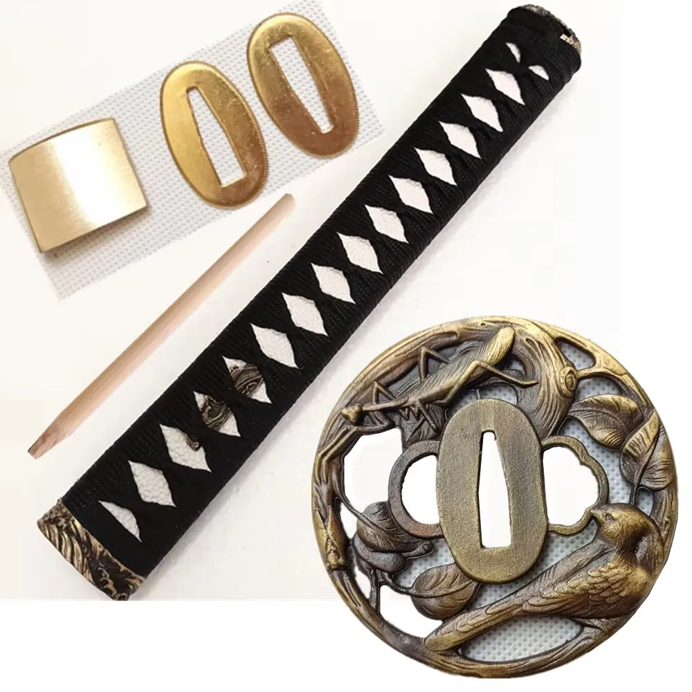 

26cm Handle Tsuka Tsuba/Fuchi/Kashira/Habaki/Menuki/Seppa For Japanese Sword Katana Wakizashi Tanto Set Fittings