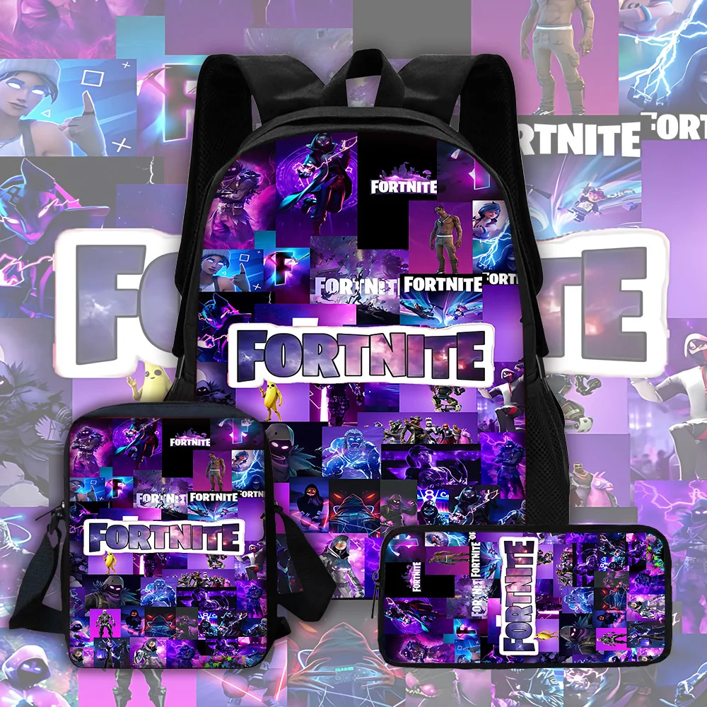Mochila Escolar Infantil con Bolsa de Hombro y Estuche para Lápices, Diseño Escolar - F-FortniteS, Bolsas para Niños y Niñas, el Mejor Regalo
