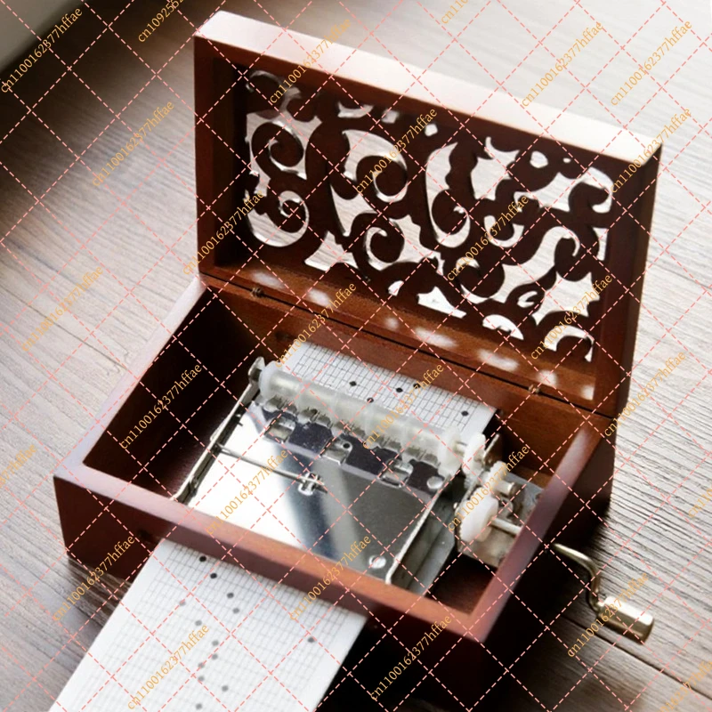 15/30 Note Hand-Cranked Paper Strip Music Box, Vintage Wooden DIY Melody Maker, Creative  Craft  Gift - view 2