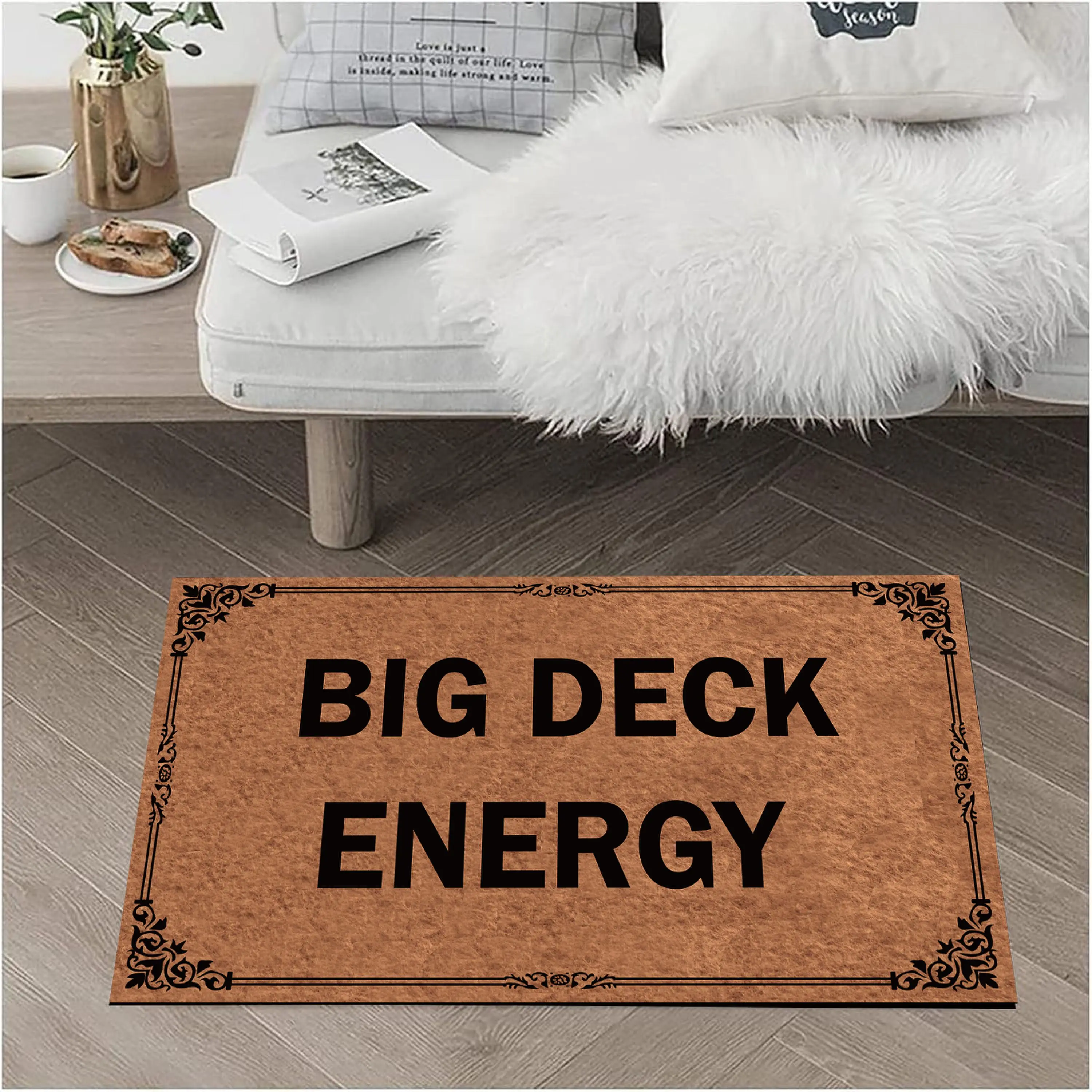 Doormat Funny Doormat Big Deck Energy Entrance Floor Mat Rubber Non Slip Backing Entry Way Door Mat 23.6x15.7 Inches