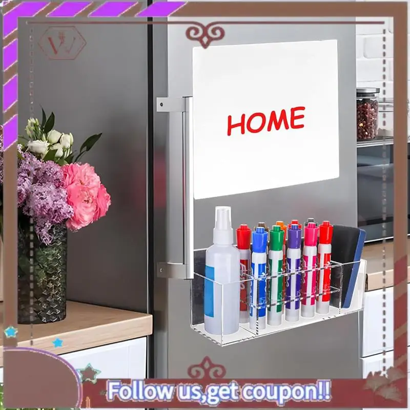 ABBG-حامل قلم تحديد المسح الجاف المغناطيسي حامل أقلام مغناطيسي من الأكريليك الشفاف مع 10 فتحات وحامل ممحاة حامل قلم رصاص