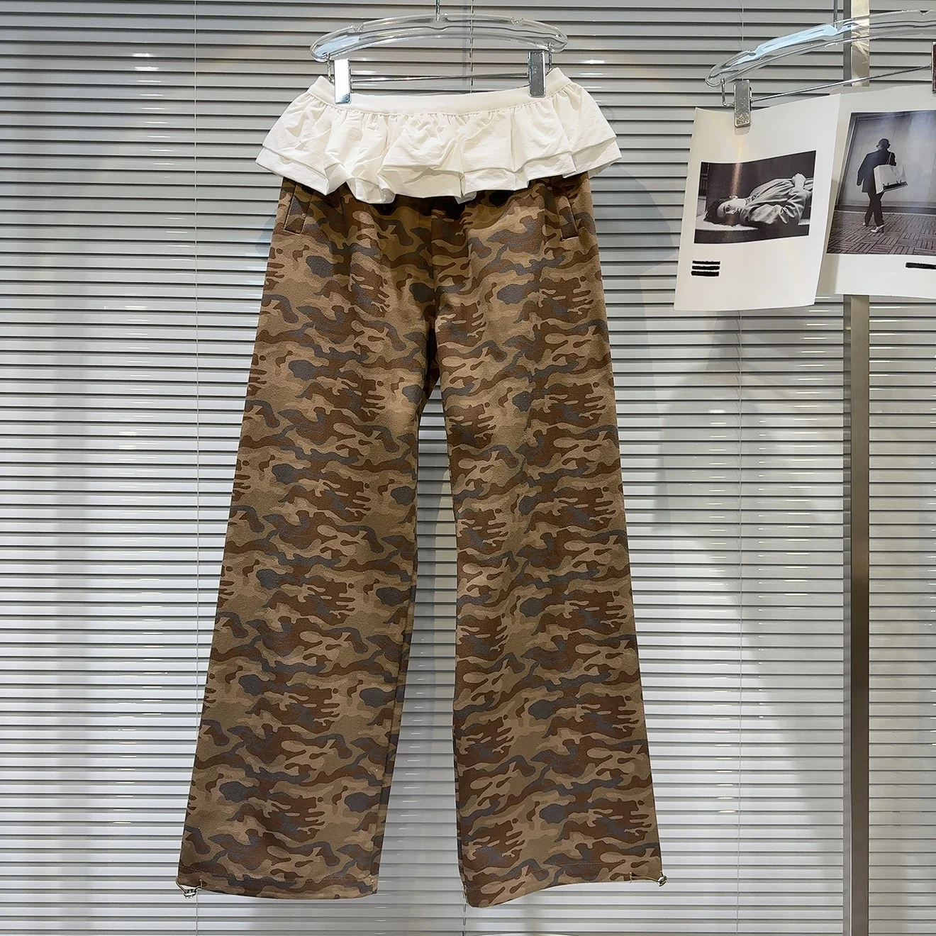 Pantalones vaqueros de pierna recta holgados Street Sle para mujer, diseño de cintura alta, estampado de camuflaje, ajustados dulces y modernos para chicas