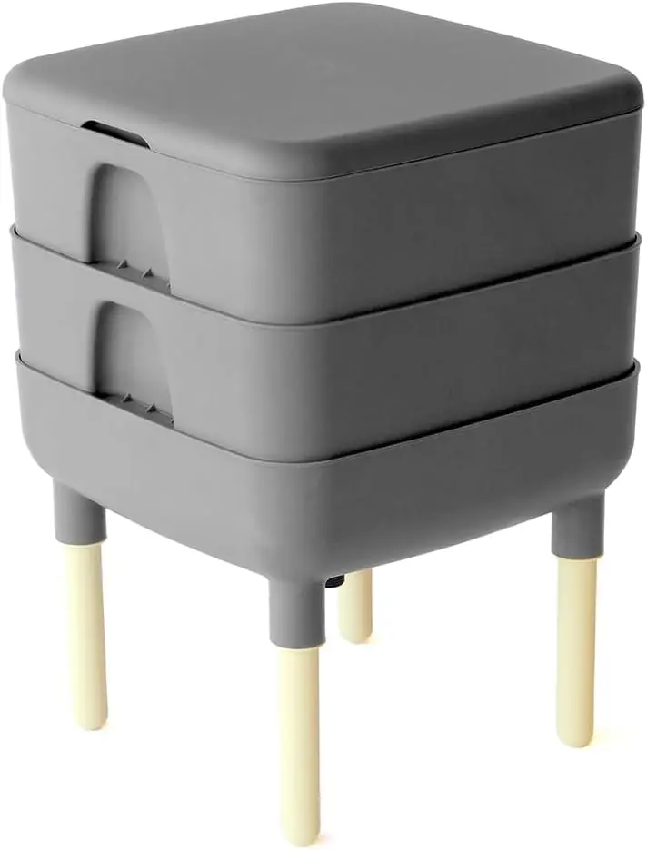 

2-Tray Worm Composter Bin for Indoor Vermicomposting, Odor-Free & Easy to Use