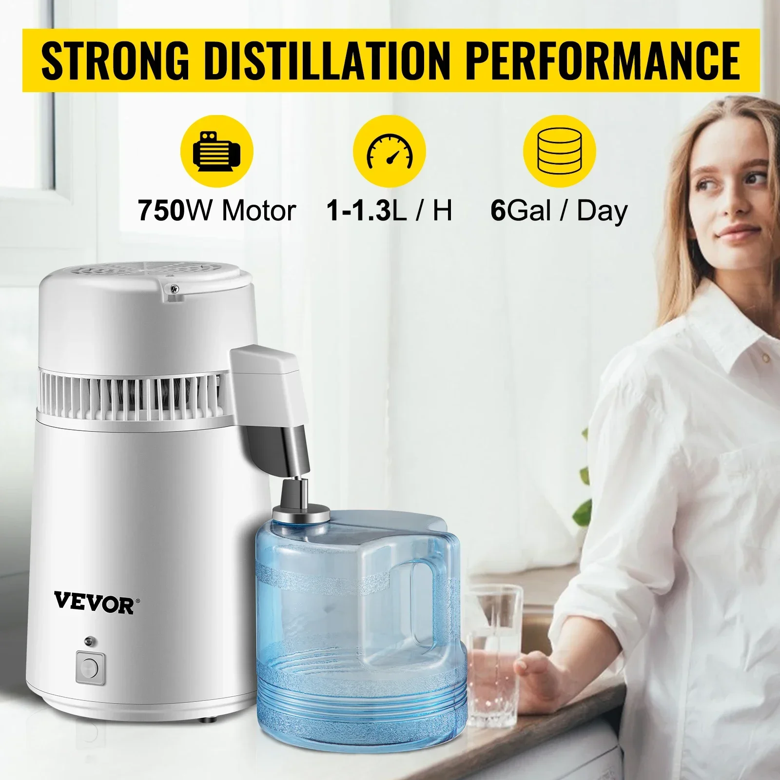 SIHAO 4L Countertop Water Purifier & Heating Dispenser, 304 Stainless Steel Water Filter Electric Kettle with Water Softening Function, Desktop Water Distiller for Home & Office Drinking Water
