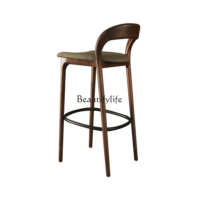 

13Modern Minimalist Solid Wood High Stool Black Walnut Bar Front Desk High Chair