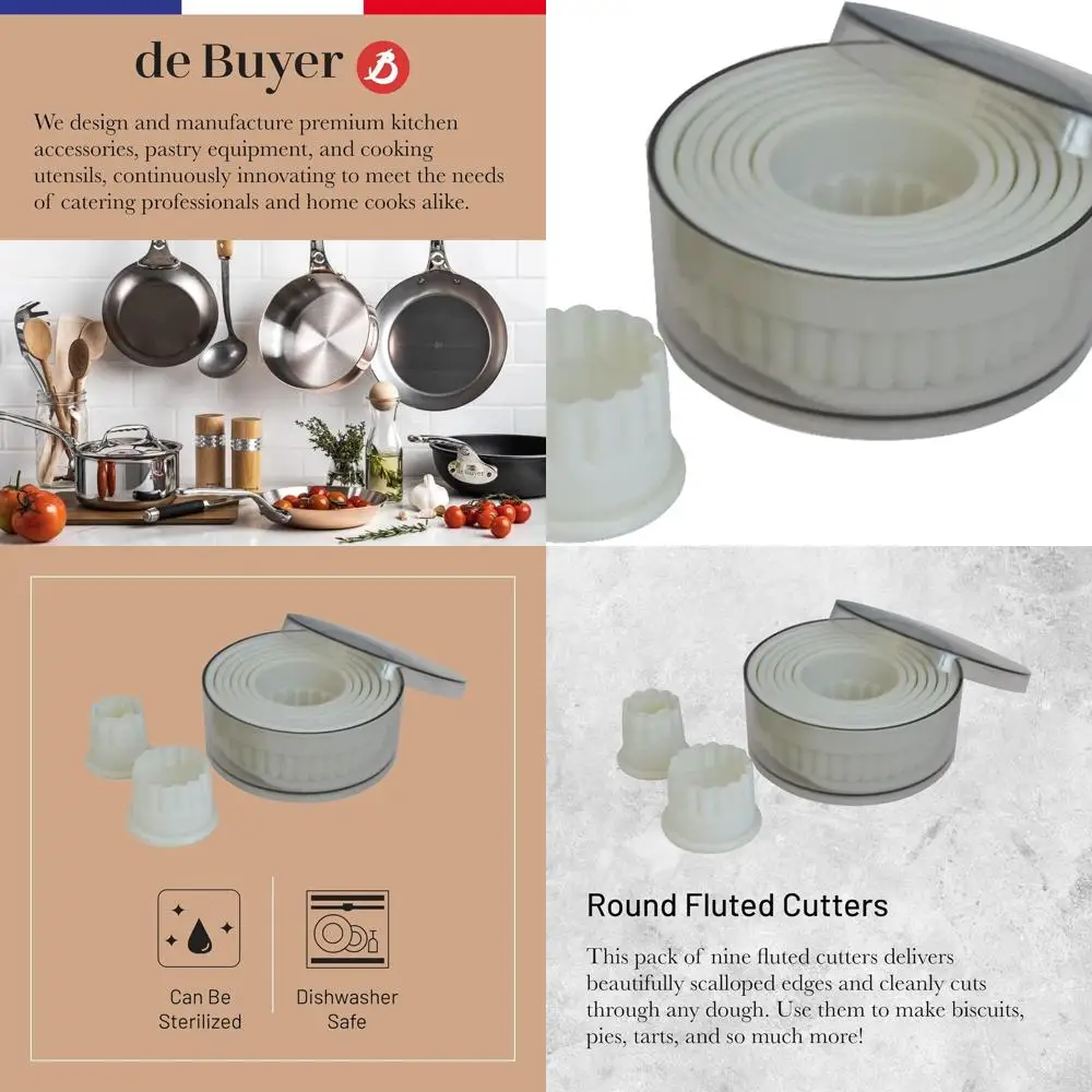 

9-Piece Fluted Cutter Set for Precise Scallops and Flutes - Dishwasher Safe