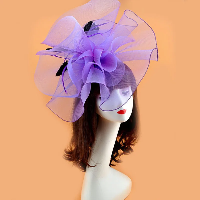 Women Large Organza Top Flower Fascinator Hat Exaggerated  display picture 2