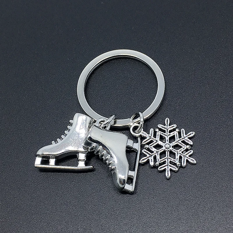 ski keychain Sports Metal Keychain Sleigh Snowboard Skate Shoes Keyring Ski Lovers Decorative Commemorate Gift Pendant