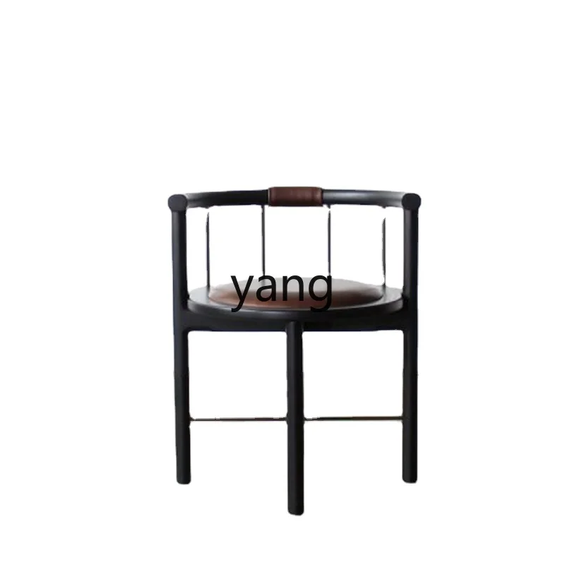 

Yjq Design New Chinese Dining Chair Household Minimalist Log Armchair Living Room Sample Room Club Famous