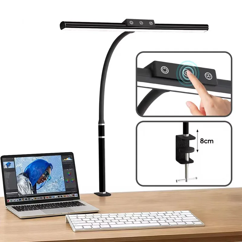 

USB-Powered Clip Light LED Desk Lamp with Flexible Gooseneck Design Temperature Adjustment Dimmable Brightness Touch Control