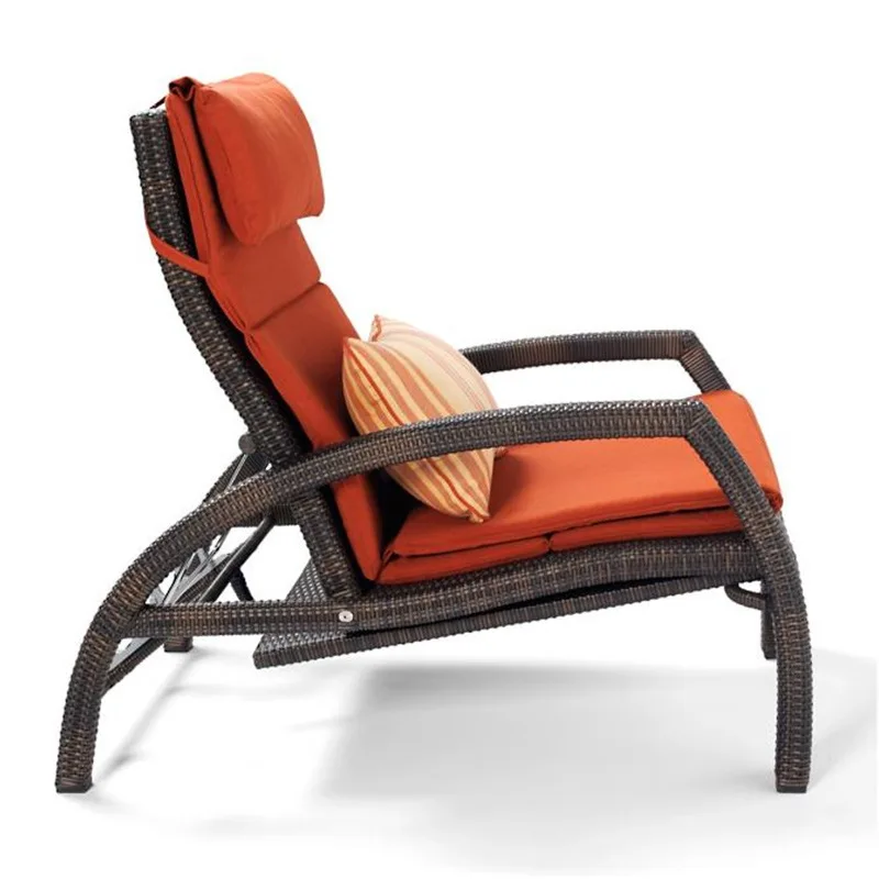 

Outdoor leisure rattan chair hotel bed garden courtyard pool lounge chair outdoor lunch break villa folding extension