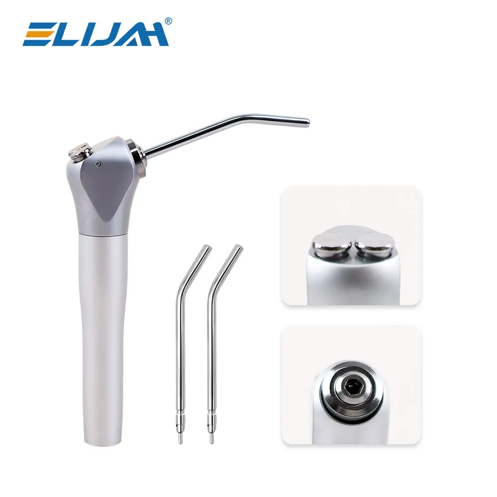 ELIJAH Dental Air Water Spray Gun Triple 3 Way Syringe Handpiece with 2 Nozzles Tips Tubes For Dental Lab Silvery Available