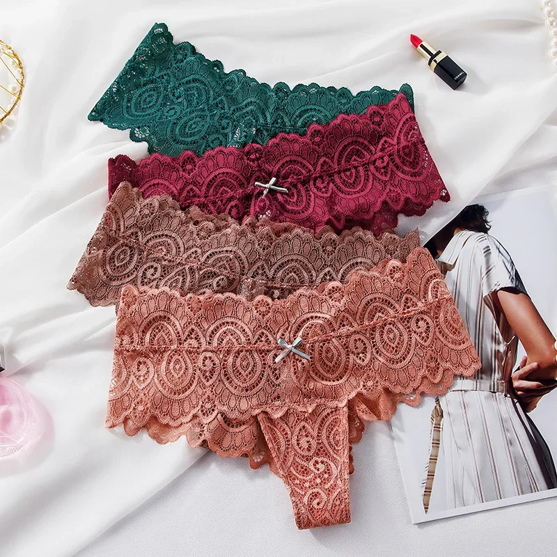 Sexy Thongs Women Lace Floral Bikini Underpants S-XL Middle-Rise G-string Underwear Ladies Thong Panties Lingerie