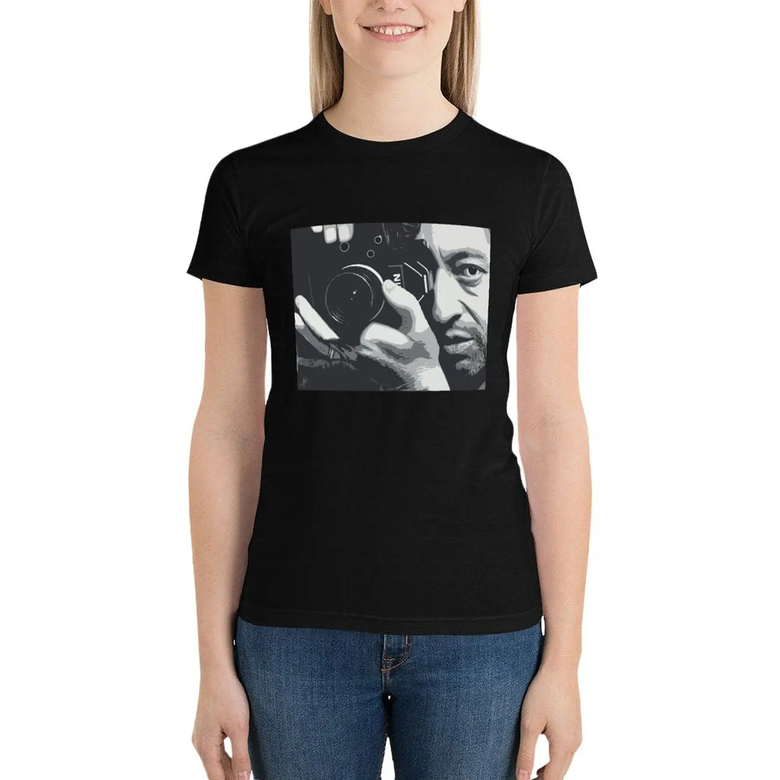 

Serge Gainsbourg digital art portrait T-Shirt korean fashion cute clothes anime clothes Women's tops