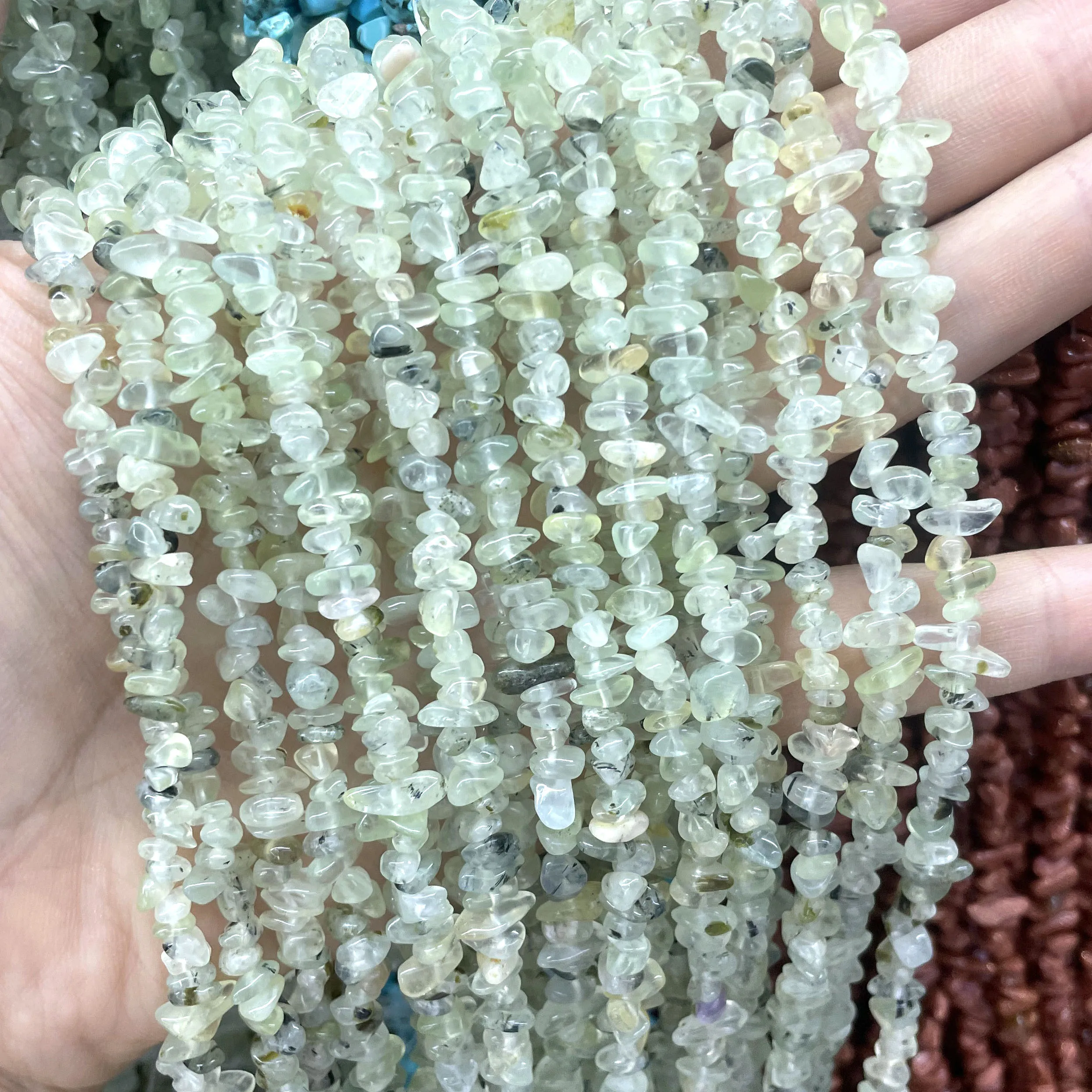 3-5MM Irregular Natural Stone Freeform Chip Gravel Prehnite Apatite Lapis lazuli Spacer Beads For Jewelry Making Diy Handmade