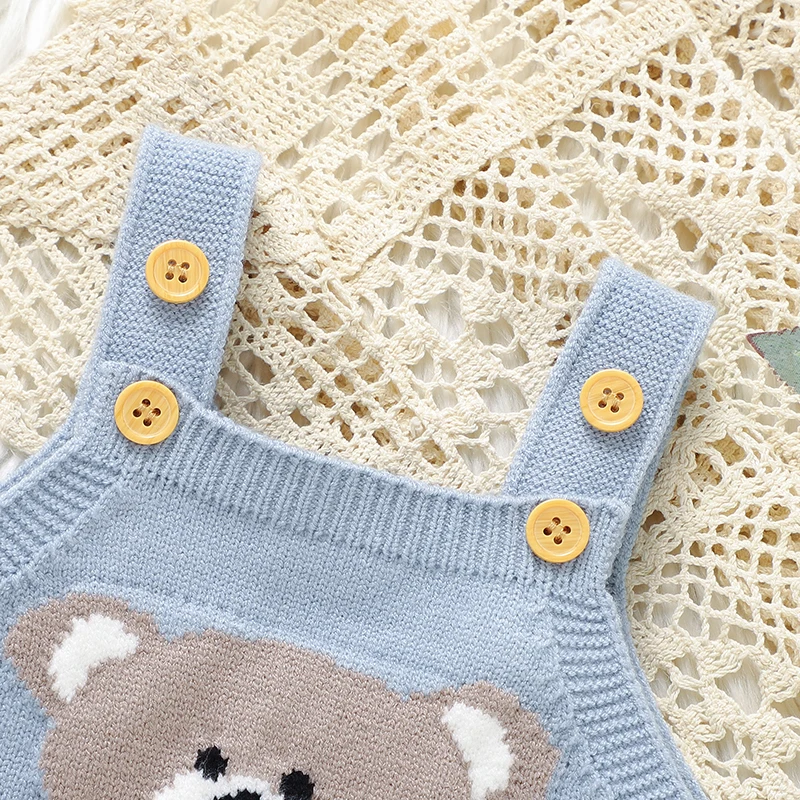 طفل أكمام السروال القصير خريف شتاء الدب محبوك الوليد الرضع بنين بنات منامة حللا وتتسابق قطعة واحدة ملابس أطفال 0-18 متر #4